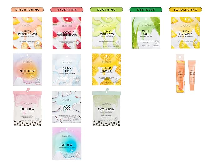 Avatara Rose Boba Hydrogel Mask, Cooling Facial Mask, 2-Piece Glow-Enhancing, Hydrating, Balancing Skin Care Mask with Niacinamide & Rose Extract, 30 g, 1-Pack