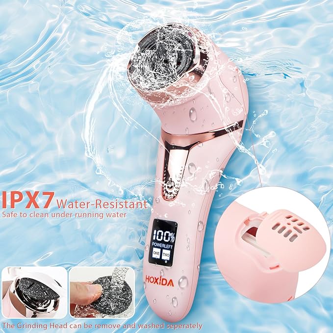 Electric Callus Remover for Feet (with Dander Vacuum Cleaner), Rechargeable Foot Callus Remover Pedicure Tools Foot File, Professional Foot Care Kit Deadskin Remover with 9Heads&2Speed,LCD Display