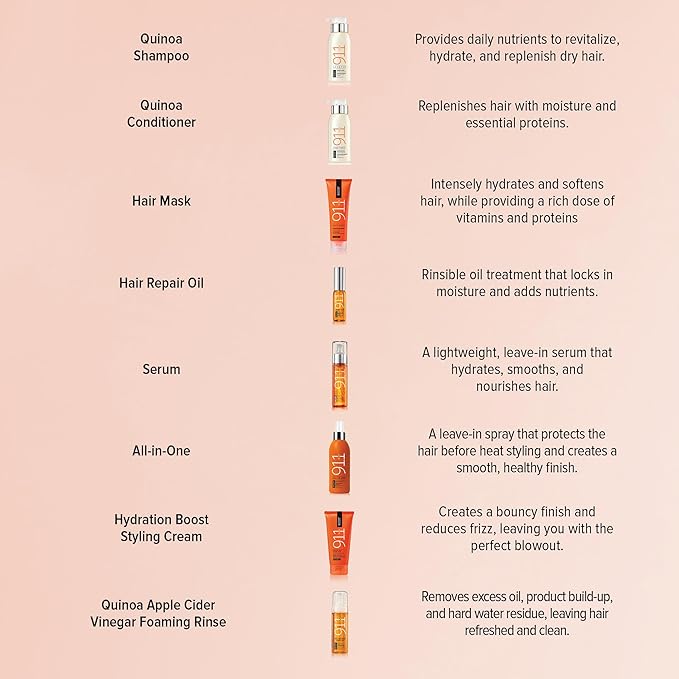 Biotop Professional 911 Quinoa Smoothing Serum - Hair Serum For Frizzy and Damaged Hair to Repair and Promote Shine - UV + Heat Protectant (2.2 Oz / 65ml)