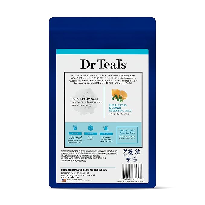 Dr Teal's Pure Epsom Salt, Restorative Minerals with Magnesium, Potassium, Zinc & Essential Oils, 3 lbs (Pack of 4)