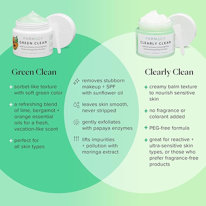 Farmacy Makeup Remover Cleansing Balm - Clearly Clean Sensitive Skin Makeup Remover + Oil Based Cleanser - Gentle Exfoliating Double Cleanser - Melts From Balm to Milky Lather - Fragrance Free (12ml)