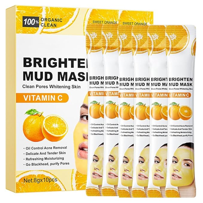 10X Collagen Anti-Aging Sleep Mask β Active Protein Technology β Intensive Hydration, Reduces Sagging & Dullness, Skin Care, Smooth & Whitilight, Cruelty-free (10PCS-Mud Mask-Vitamin C Lighten)