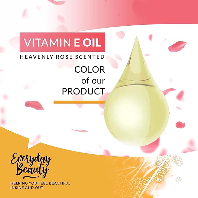 Organic Vitamin E Oil Heavenly Rose Scented USDA Certified 100% All Natural Plant Based 1 Fl Oz Glass Bottle & Dropper - Lightweight Great for Scars After Surgery - Reduce Wrinkles, Anti Aging