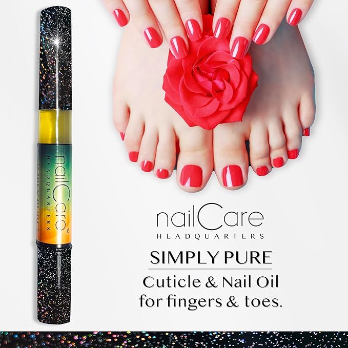 Cuticle Oil Pen for Nails - Nail Strengthener & Growth Serum for Damaged Nails, Hangnails w/Jojoba cuticle oil—Mixed Fragrances - Holographic Glitter Pens 4-Pack