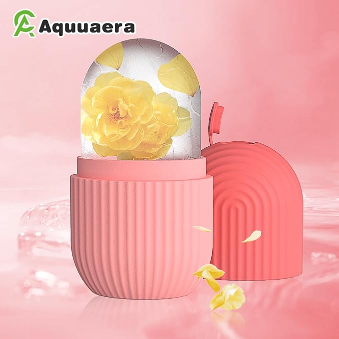 Ice Roller for Face and Eye,Ice Cube Roller Massager for Skin Women Care Tools, Naturally Conditioning De-Puff Eye Bags, Reduce Migraine Pain, Reusable Massage Silicone Ice Mold (Pink)