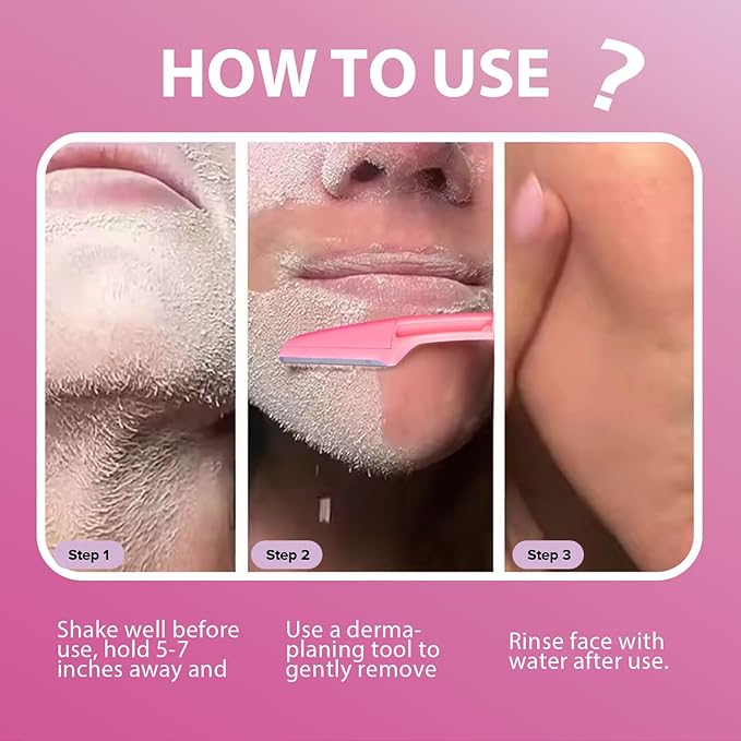 Hair identifier Spray for Face Shaving, Skin Body Hair Identifying Spray With Razors, Moisturizing and Skin Care Dermaplaner Spray, Women Dermaplaning Tool for Face