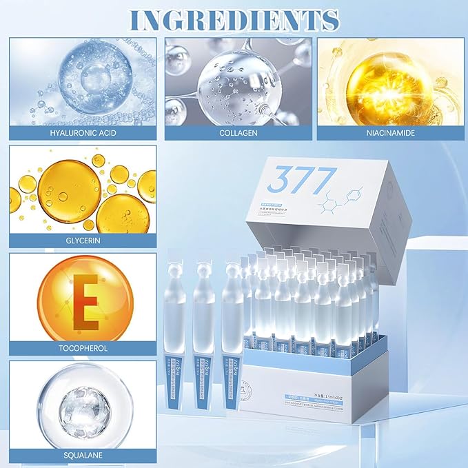 Hyaluronic Acid Tubes, 3% Hyaluronic Acid Serum Ultra-Hydrating Vials,Ultra-Hydrating Serum Single-Use Vials,Hyaluronic Acid Serum,Moisturizing, Firming and Tendering (1Pack,30Pcs)