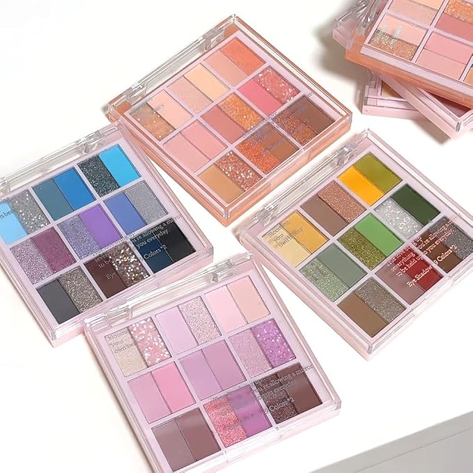 18Colors Purple Pink Nude Shimmery Eyeshadow Palette Makeup,Light Purple Mauve Glitter Sparkly Highly Pigmented Eye Shadow Long Lasting Waterproof Naturing-Looking Blendable for Beginners