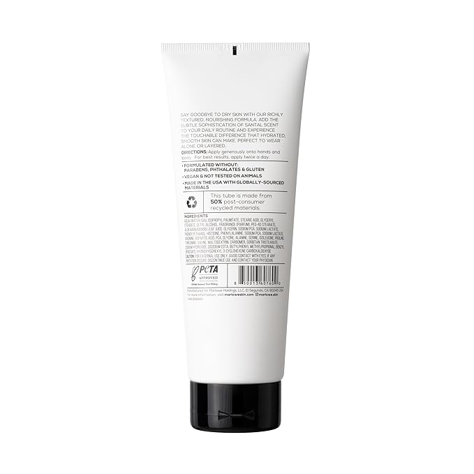 No. 002 Santal Body Lotion 8 Oz, Moisturizing & Nourishing Daily Dry Skin Lotion for Men, Made with Hydrating Natural Aloe Vera, Non-Oily, Warm Amber, Sandalwood & Citron Scent, Vegan