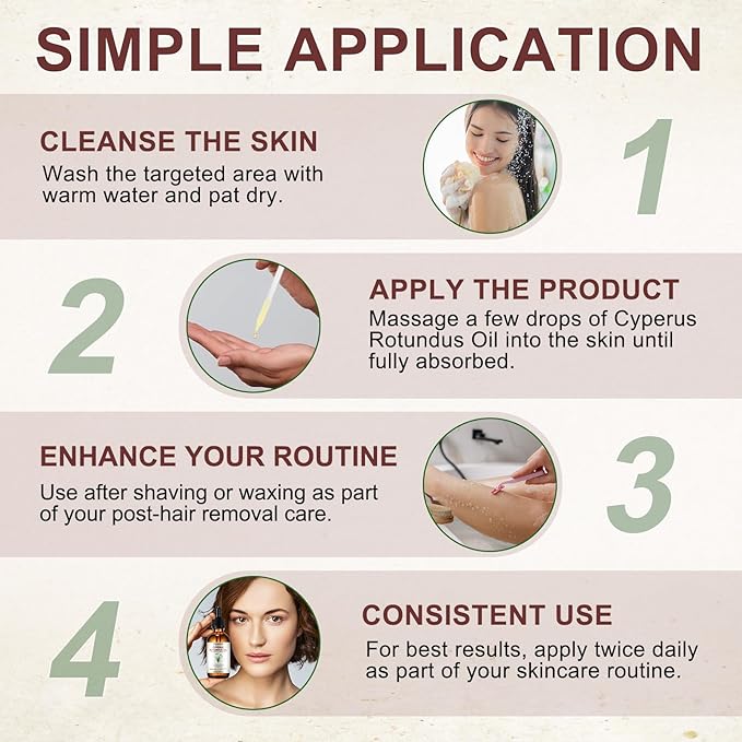 3Pack Cyperus Rotundus Oil, Natural Cyperus Rotundus Oil for Hair Removal, Reduces Unwanted Hair Growth, Moisturizes & Soothes The Skin, Suitable for All Skin Types