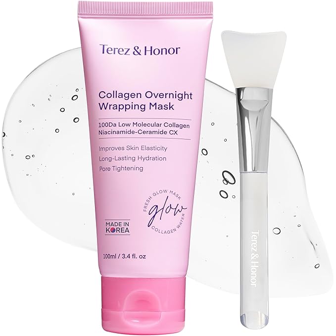 Collagen Night Wrapping Peel-Off Mask: Korean Face Mask for Elasticity, Hydrating & Glow - 100Dalton Smallest Molecular Collagen for Glass Skin - Dermatologist Tested All Skin Types 3.4 FL OZ / 100mL