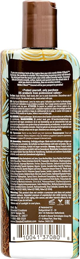 Devoted Creations White 2 Bronze Coconut - Color Enhancing Dark Bronzing Tanning Lotion with Coconut Water & Coconut Oil 8.5 oz.