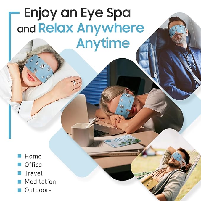 30Packs Steam Eye Mask, Heated Eye Mask Warm Compress for Eyes, Self Heating Warm Eye Masks Disposable Steam Mask for Home Sleep, Spa, Travel Essentials & Relaxation Gifts (Jasmine)