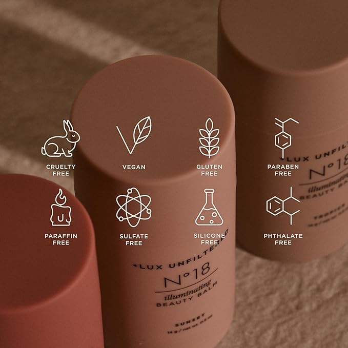 '+ Lux Unfiltered N°18 Illuminating Beauty Balm - Highlighter Stick with Mango Butter - Buildable and Blendable Highlighter Makeup Stick - Vegan & Cruelty Free - Salty (A Sheer Opal Gloss)