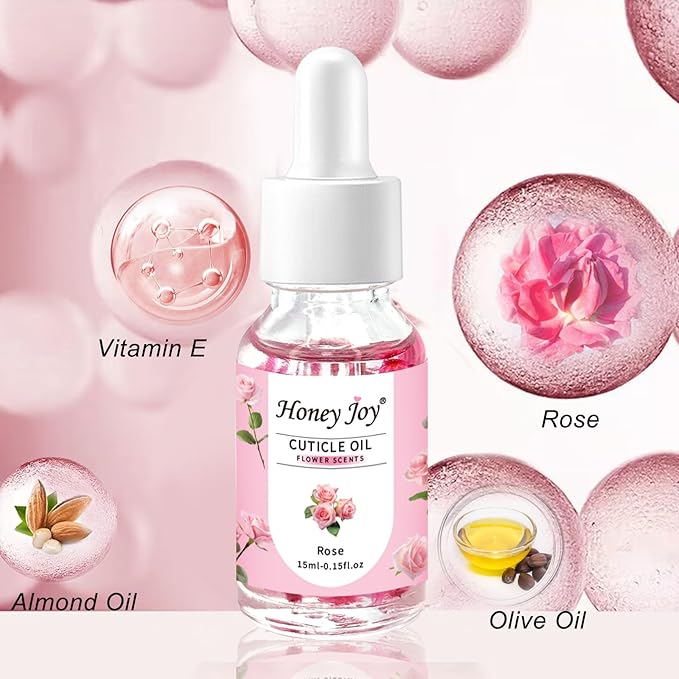 Honey Joy Cuticle Oil for Nails β Nail Oil Cuticle for Nail Care, Cuticle Nail Oil for Growth and Strength, Cuticle Oil for Nails, 0.5 fl. oz (Rose)