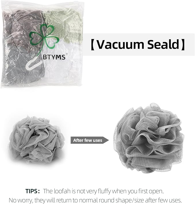 Btyms 4 pieces large loofah