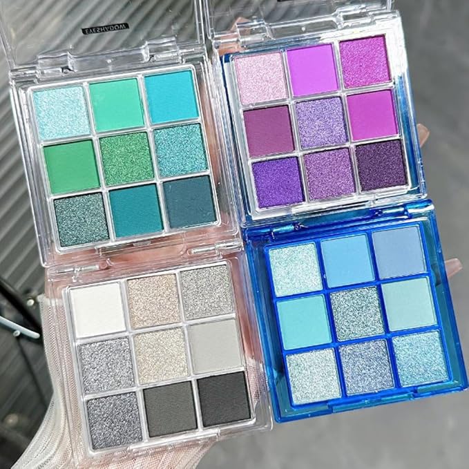 9Colors Green Avocado Color Colorful Bright Eyeshadow Palette Makeup,Highly Pigmented Matte Sparkle Eye Shadow Palette Long Lasting Waterproof Blendable,Emerald Bright Eyeshadow Palette