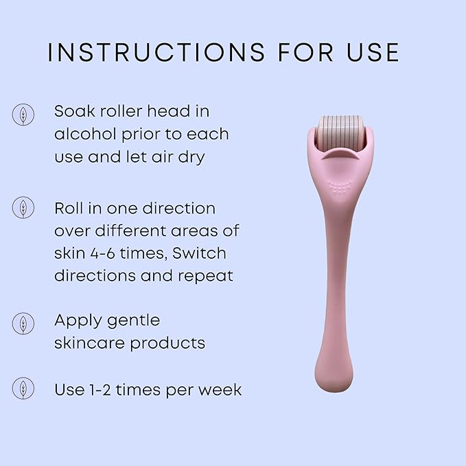 540 Stainless Steel Micropoint Derma Roller – Microneedling Roller for Face, Scalp & Beard – Skin Care Tool for Collagen Boost, Wrinkles & Hair Growth – Storage Case Included (Matte Baby Pink)