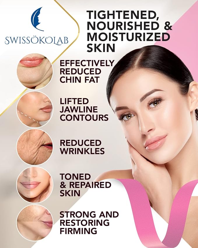 SWISSÖKOLAB Double Chin Reducer V Line Lifting Mask + Under Eye Patches For Puffy Eyes 24k Gold Eye Mask For Dark Circles