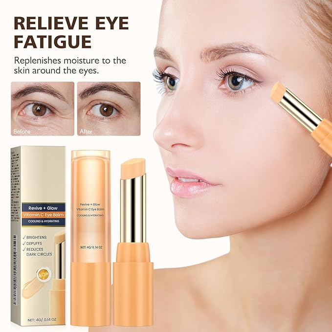 2PCS Revive Glow Vitamin C Eye Balm, Hydrating Eye Cream,Improve Dark Circles,Brightens Skin Tone,Reduces Puffiness