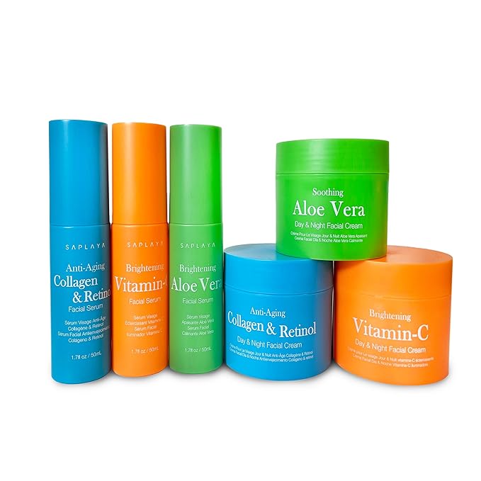 Day & Night Facial Cream Serum Moisturizing For Face Neck and Chest Cream Hydrating Deep Moisturizer Made in South Korea (Anti-Aging Collagen, Full Kit)