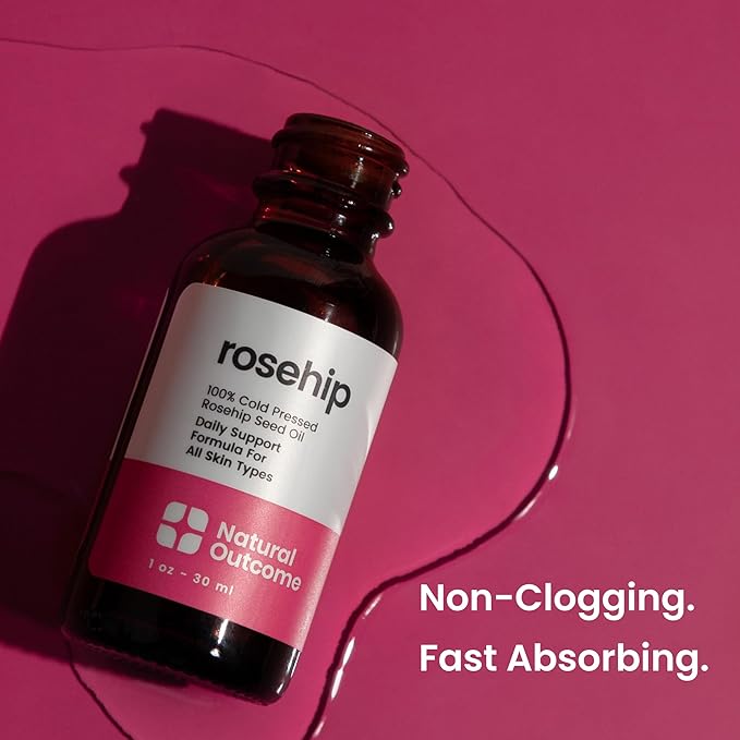 Rosehip Oil 100% Pure Cold-Pressed Rosehip Seed Face Oil - Anti-Aging Facial Oil to Plump, Balance & Hydrate 1 oz