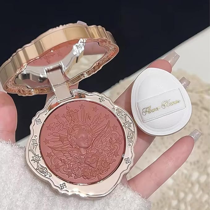 Flower Knows Little Angel Cream Blush,Buildable & Blendable Makeup Blush for cheeks,Soft & Long-lasting,Brick Red Flush for All Skin Tones(01 Flaming Heart,6g)