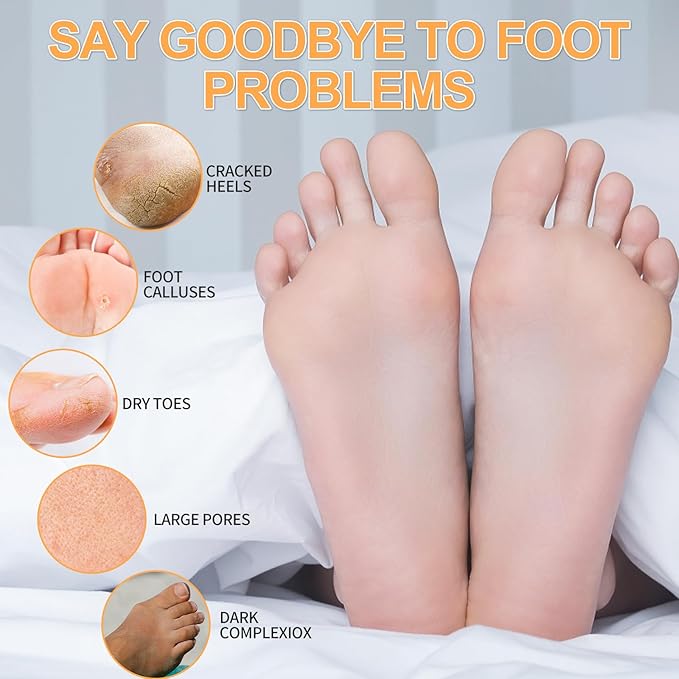 Pedicure Kit Foot Soak Set: Bubble Salt, Sugar Scrub, Massage Mask, Massage Lotion in a Box, 4 Step Foot Spa Kit for Dry Feet, Softens Calluses and Tired Feet(1 Set Orange)
