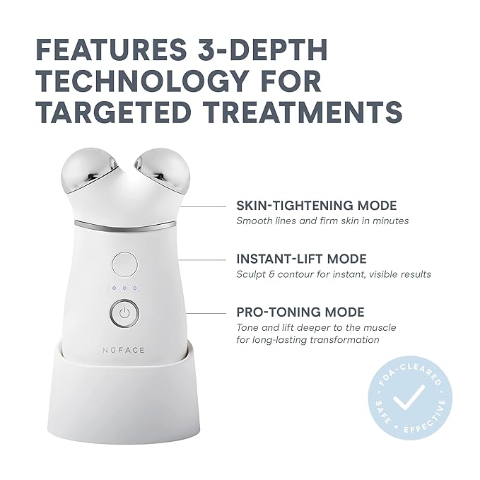NuFACE TRINITY+ Microcurrent Facial Device Kit - Limited Edition FDA Cleared Face Massager Device + Microcurrent Gel Activator, Cleansing Wipes & Brush - Velvet Rose