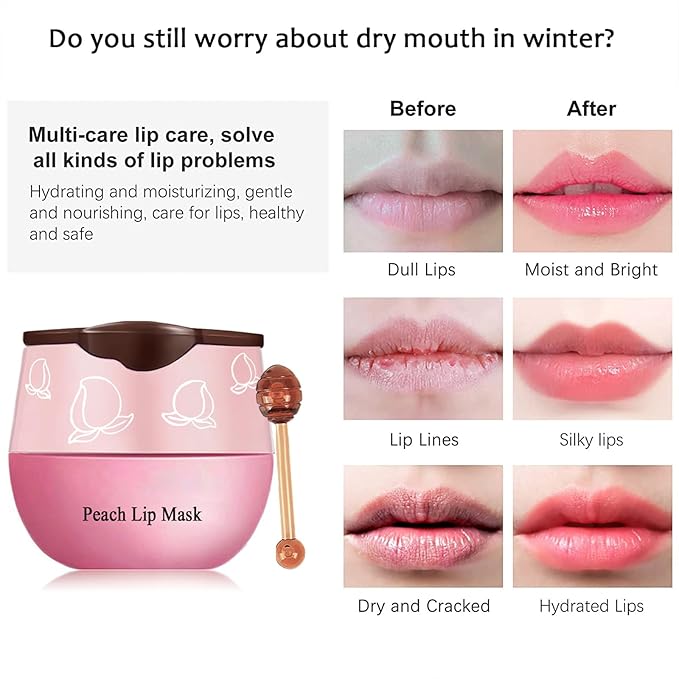 5PCS Bee Lip Balm Honey Pot,Peach&Grape&Aloe&Coconut&Watermelon Lip Mask Overnight Propolis Moisturizing Lip Balm Hydrating Prevention Dry and Crack Lip Scrubs Exfoliator Lip Wrinkle Care