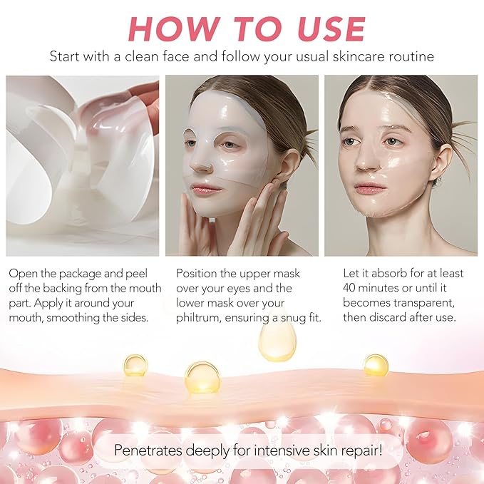 Collagen Face Mask, Hydrating Overnight Hydrogel Mask, Elasticity Improvement, Firming, Moisturizing-8 Pack