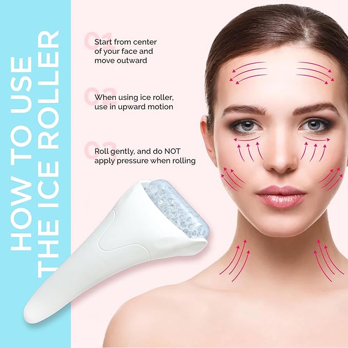 EcoBeauty Ice Roller for Face, Eyes, Neck, and Body – Puffiness Reducer, Pain Relief Massager, Anti-Inflammatory Cooling Tool, Skin Tightening & Relaxation Device