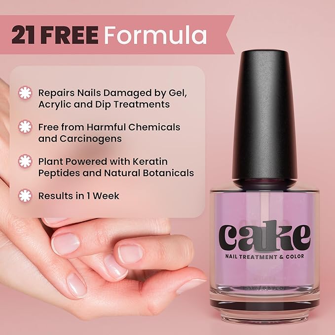 Strengthener, Nail Repair for Damaged Nails, Nail Hardener, Nail Strengthener & Growth, Professional Applicator Brush, Keratin, Vitamin E, & Biotin Enriched, CAKE Power Boost - 2 Pack (1 fl oz)