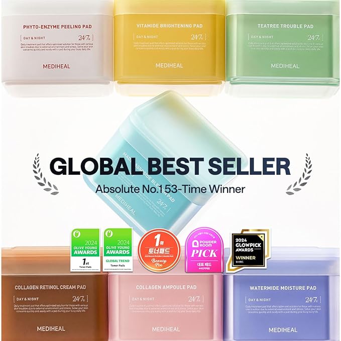 Mediheal Vita Collagen Under Eye Patches & Madecassoside Blemish Toner Pad for Daily Blemish Care