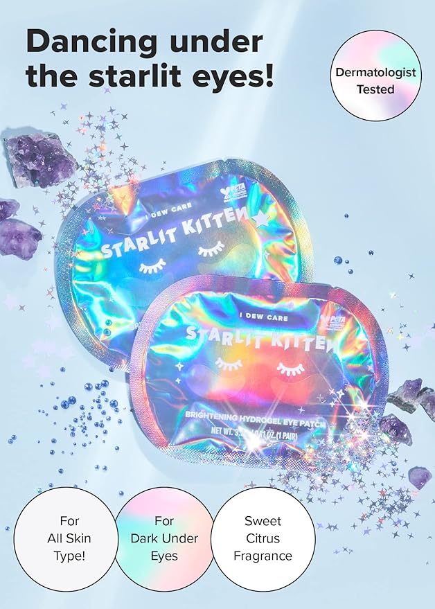 I DEW CARE Hydrogel Eye Patch - Starlit Kitten, 5 EA + Face Wash Headband & Scrunchie Set - Perfect Spa Pair, 1 Count Bundle
