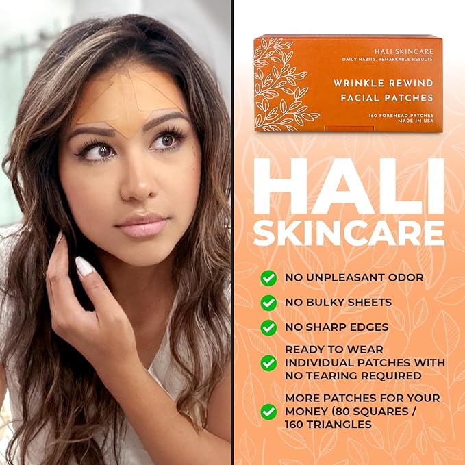 Forehead and Between the Eyes Wrinkle Patches - Hypoallergenic Facial Patches to Smooth & Soften Forehead Wrinkles & Eleven Lines - For Overnight Use, 160 Patches