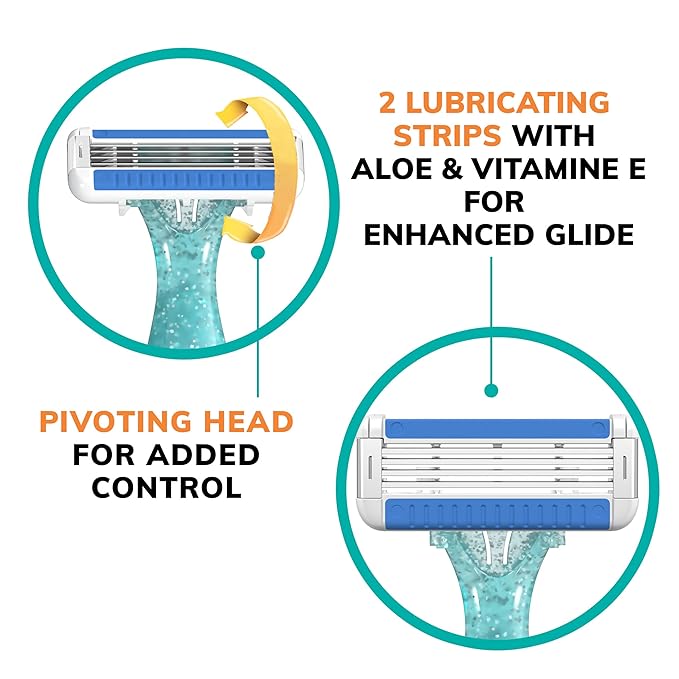 BIC EasyRinse Anti-Clogging Women's Disposable Razors for a Smoother Shave With Less Irritation*, Easy Rinse Shaving Razors With 4 Blades, 2 Count