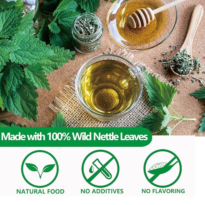 Premium 100 Stinging Nettle Leaf Tea Bags, Made with 100% Wild Nettle Leaves,No Additive & Caffeine Free.