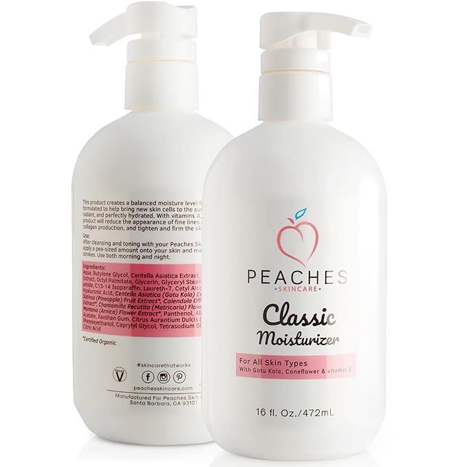 Hydrating Vegan Moisturizer with Vitamin E, Gotu Kola, and Pineapple – Age-Defying Face Cream for All Skin Types – Classic Moisturizer (16 oz)