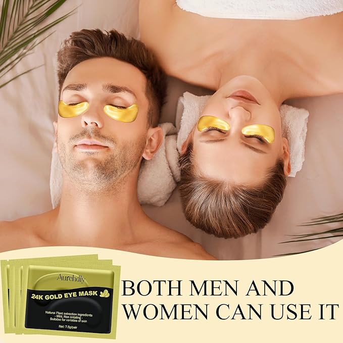 Under Eye Patches(24K Gold 15 Pairs), Gel Eye Mask for Reduce Dark Circles, Puffy Eyes,Undereye Bags, Wrinkles,-with Hyaluronic Acid & Collagen,Eye Treatment Skin Care for Men & Women Gift