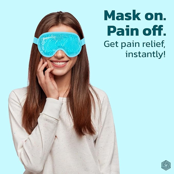 Polyester Eye Mask Cooling Gel With Beads For Dark Circles, Dry Eyes, Cooling Eyes, Redness, Eye Patches Eye Cooling Gel Pad Stretchable With Sleeping Mask Eye Relaxing For Women&Men -Blue