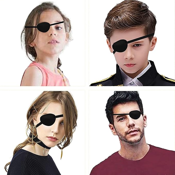 MYUBWTF Black Single Eye Mask, Pirate Skull Crossbone eye patch,Adjustable 3D Eye Patch for Adult and Kid (No Pattern)