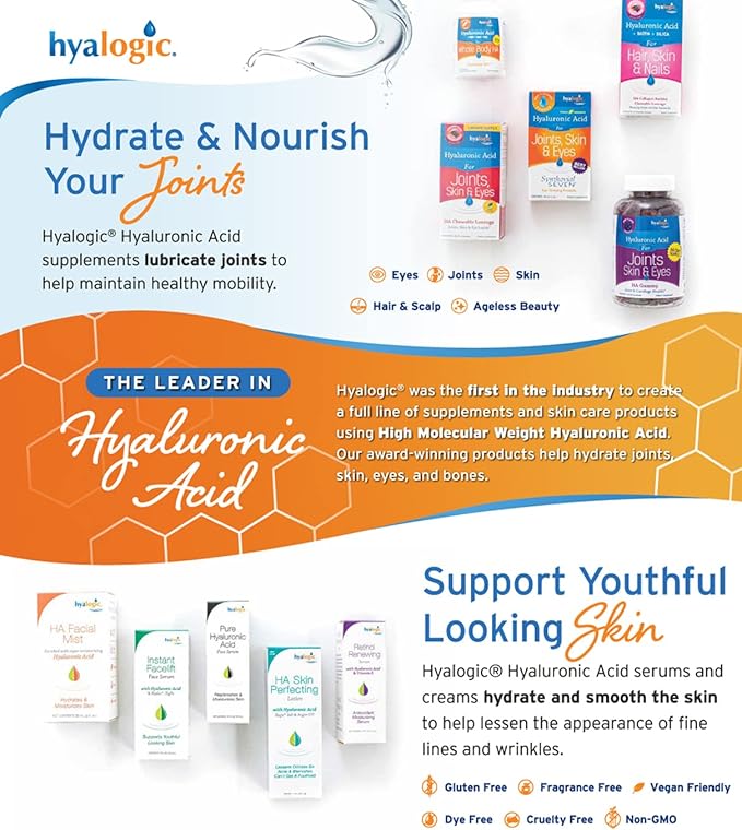 Hyalogic Vegan Friendly Hyaluronic Acid Liquid Supplement- Beauty from Within: Daily Skincare 30 ml. HA Dietary Supplement