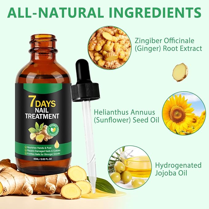 Ginger Nail Serum,Nail Growth Serum, Ginger Cuticle Care Oil for Strengthen Nails & Promote Nail Growth, Natural Plant Formula 2 Fl.oz