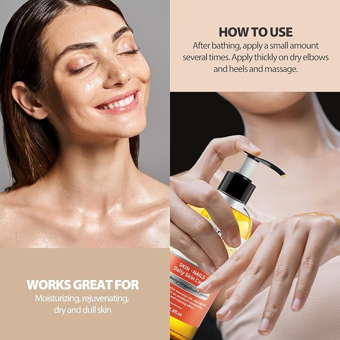 Ylang Ylang Body Oil 260ML & Grapefruit Body Oil 260ML Large Bottle Body Oil for Moisturizing Skin