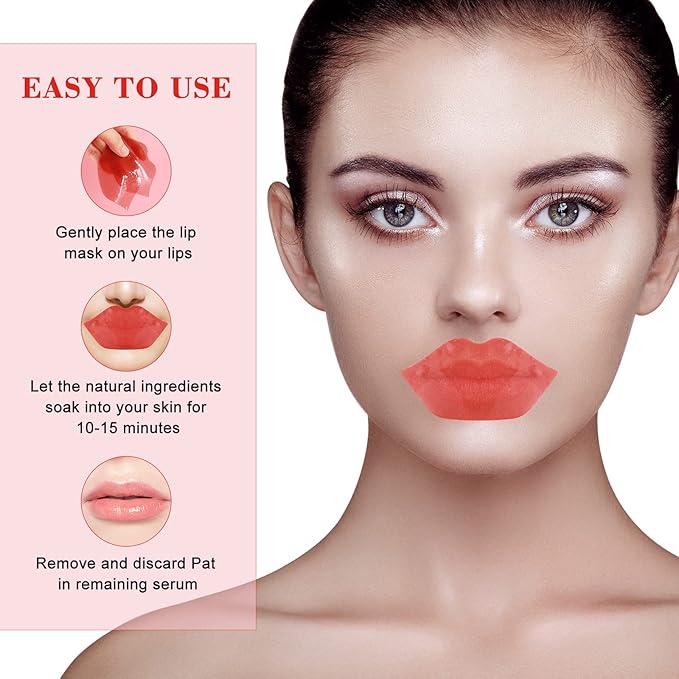 30PCS Lip Masks Sheet Moisturizing Crystal Collagen Pink Under Eye Mask Gel,Christmas Gift for Women Anti-Aging Eye Patches Dark Circle Remover with Box,Pink