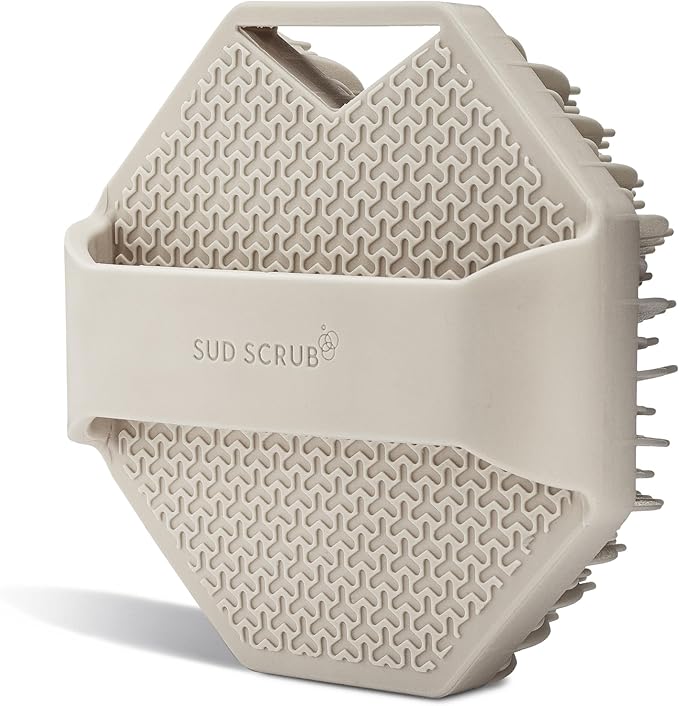 Sud Scrub® Antimicrobial Silicone Body Scrubber, Exfoliating Body Scrubber for Sensitive Skin, Eco Friendly Shower Scrubber for Body, Silicone Body Brush for Showering, Clay