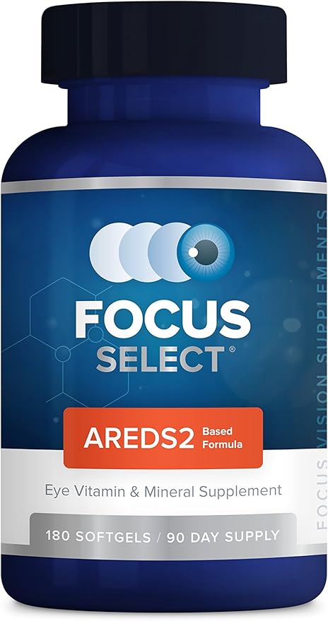 Focus Select AREDS2 Based Eye Vitamin-Mineral Supplement - AREDS2 Based Supplement for Eyes (180 ct. 90 Day Supply) - AREDS2 Based Low Zinc Formula - Eye Vision Supplement and Vitamin