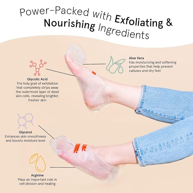 grace & stella Award-Winning Foot Peel Mask - Foot Peeling Mask with Aloe Vera - Moisturizing Foot Mask for Dry Cracked Feet - Foot Exfoliator for Baby Soft Feet (2 Pairs, Lavender)