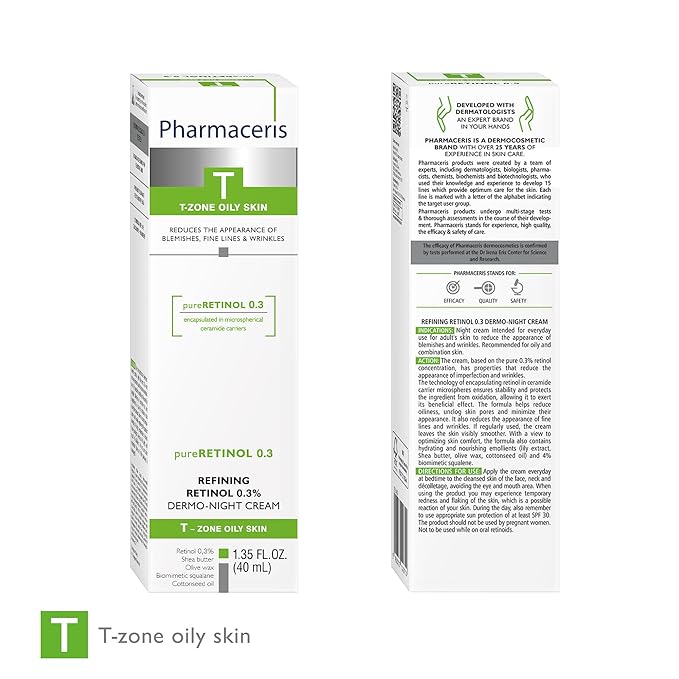 pureRETINOL 0.3 Refining Retinol Dermo-Night Cream with Encapsulated Retinol, Reduces the Appearance of Imperfections and Wrinkles, For Oily & Combination Skin, 1.35 fl oz